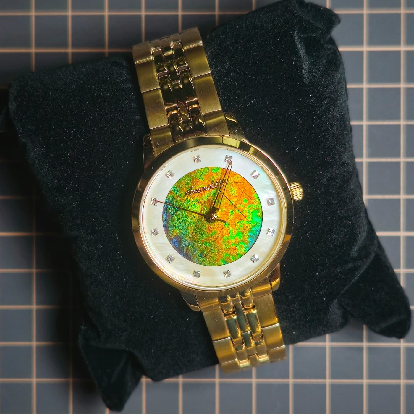 Ammolite Watch 22mm Mother of Pearl with Preciosa accents GP