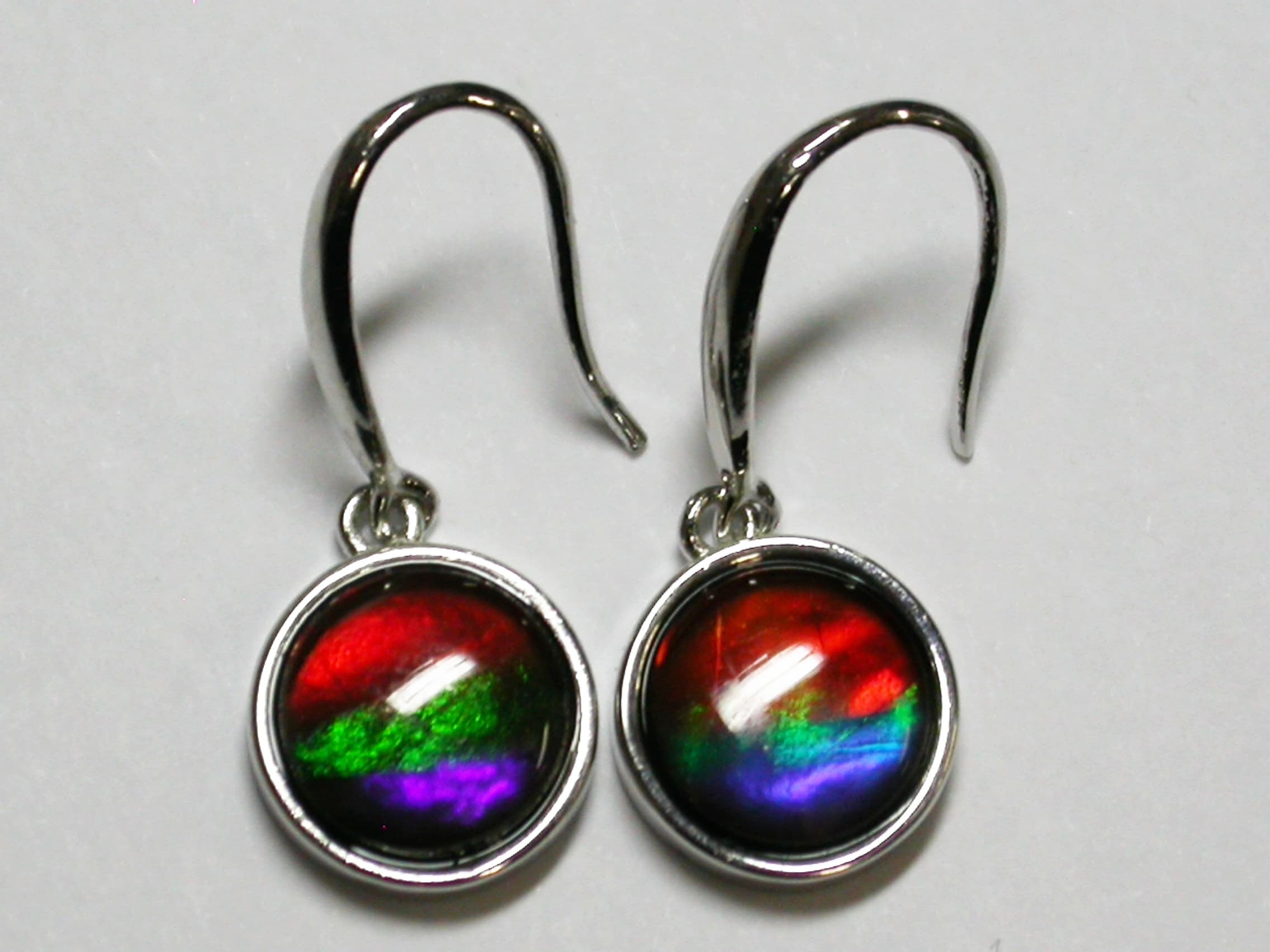 Sterling Silver Ammolite 8mm Round Earrings