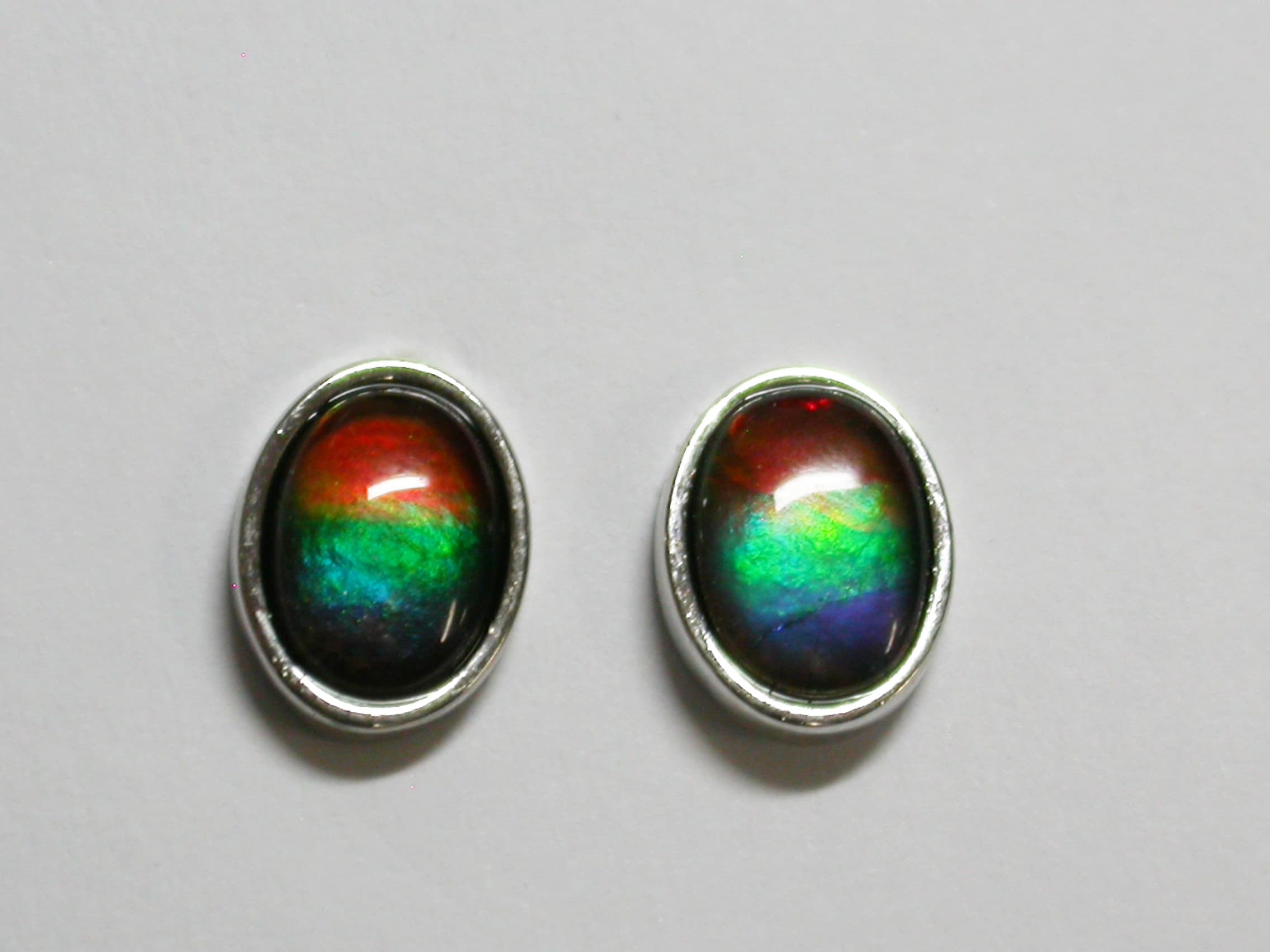 Sterling Sivler Ammolite 8x6 Oval Earrings