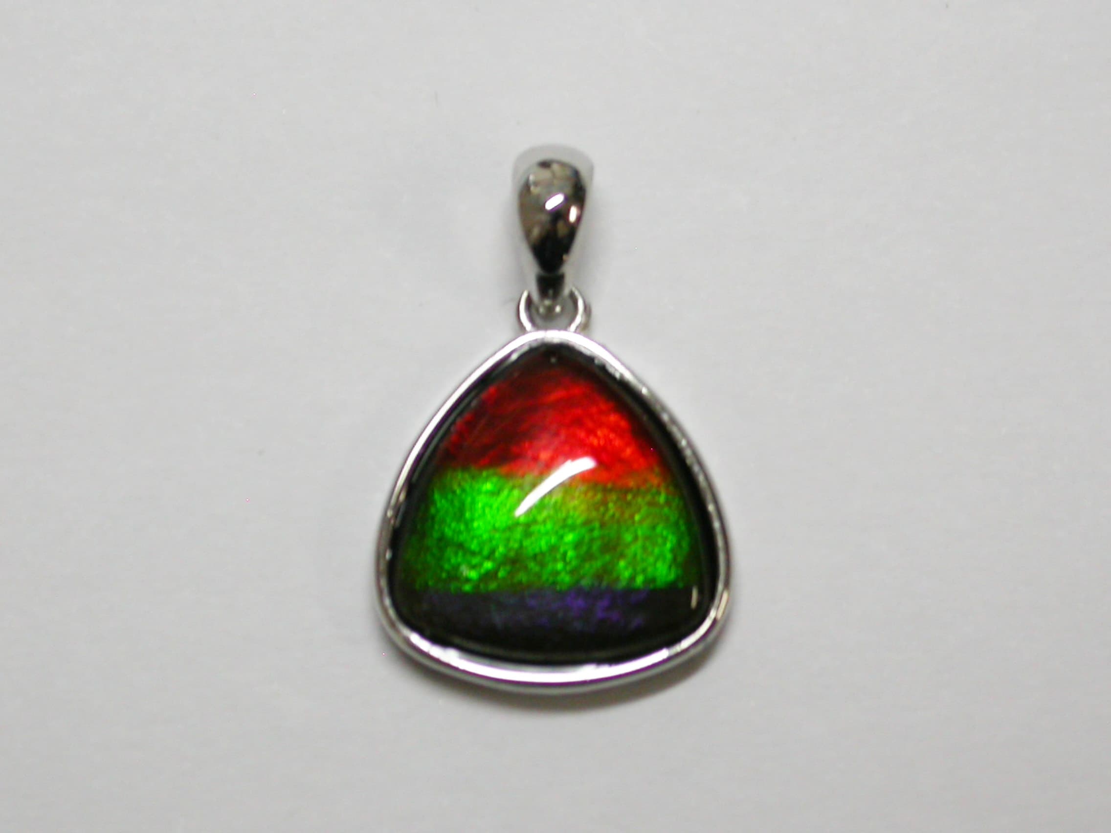 Sterlign Silver Ammolite 10mm Trillion Pendant