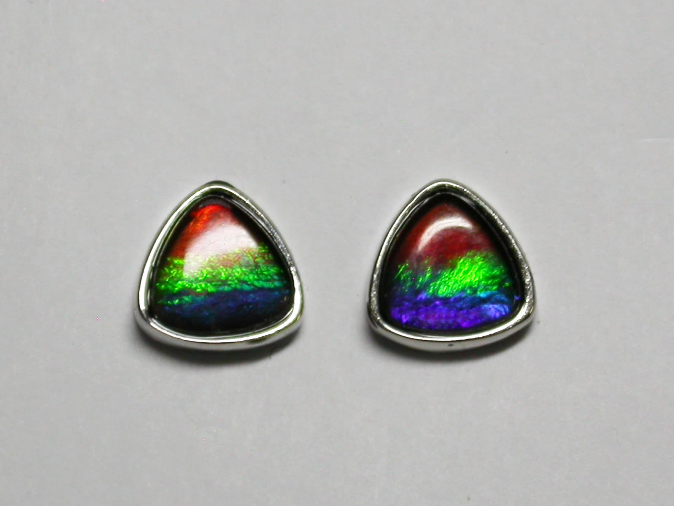 Sterling Silver Ammolite 6mm Trillion Earrings