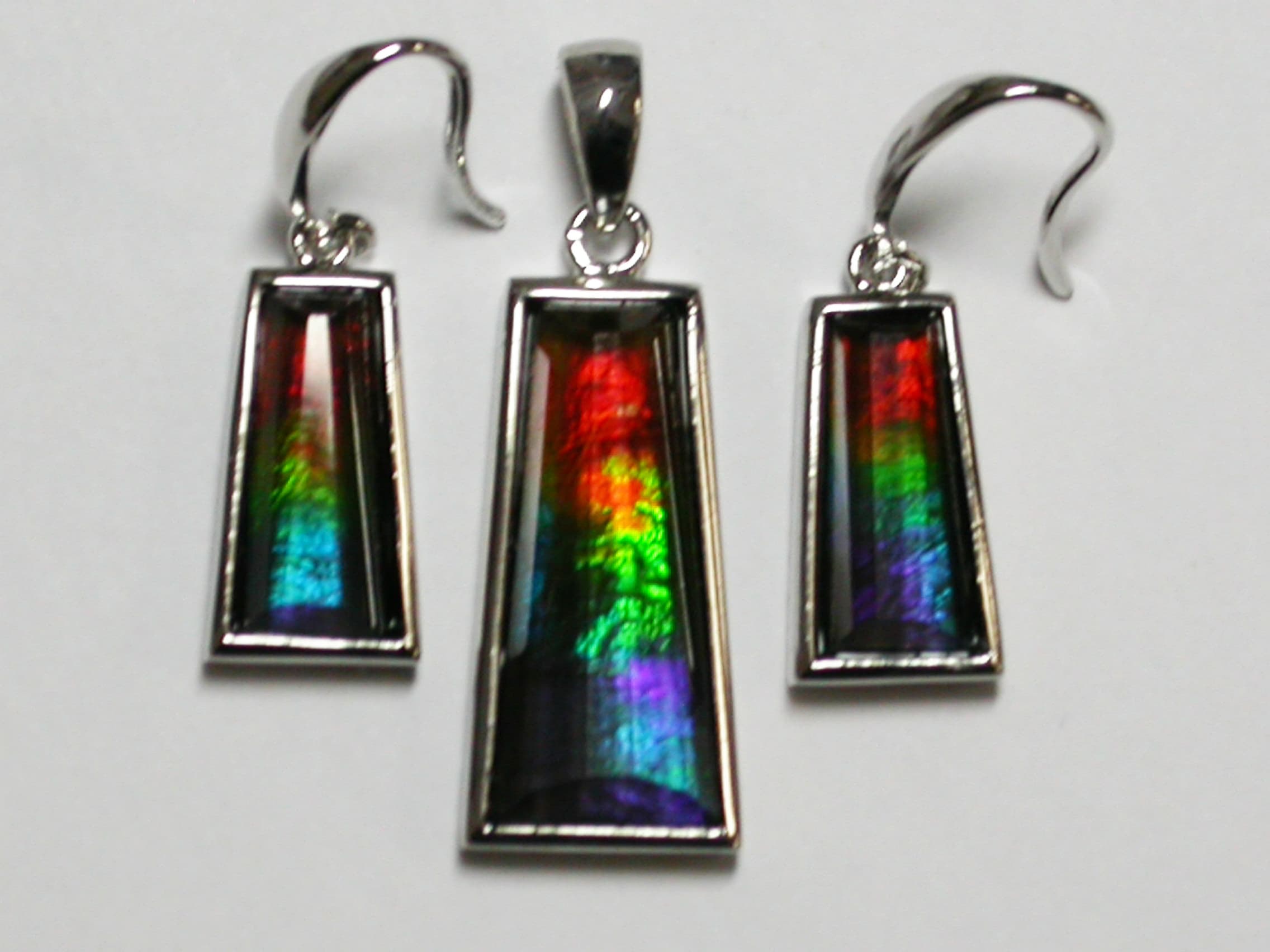Sterling Silver Ammolite 18x8/12x6 Bell