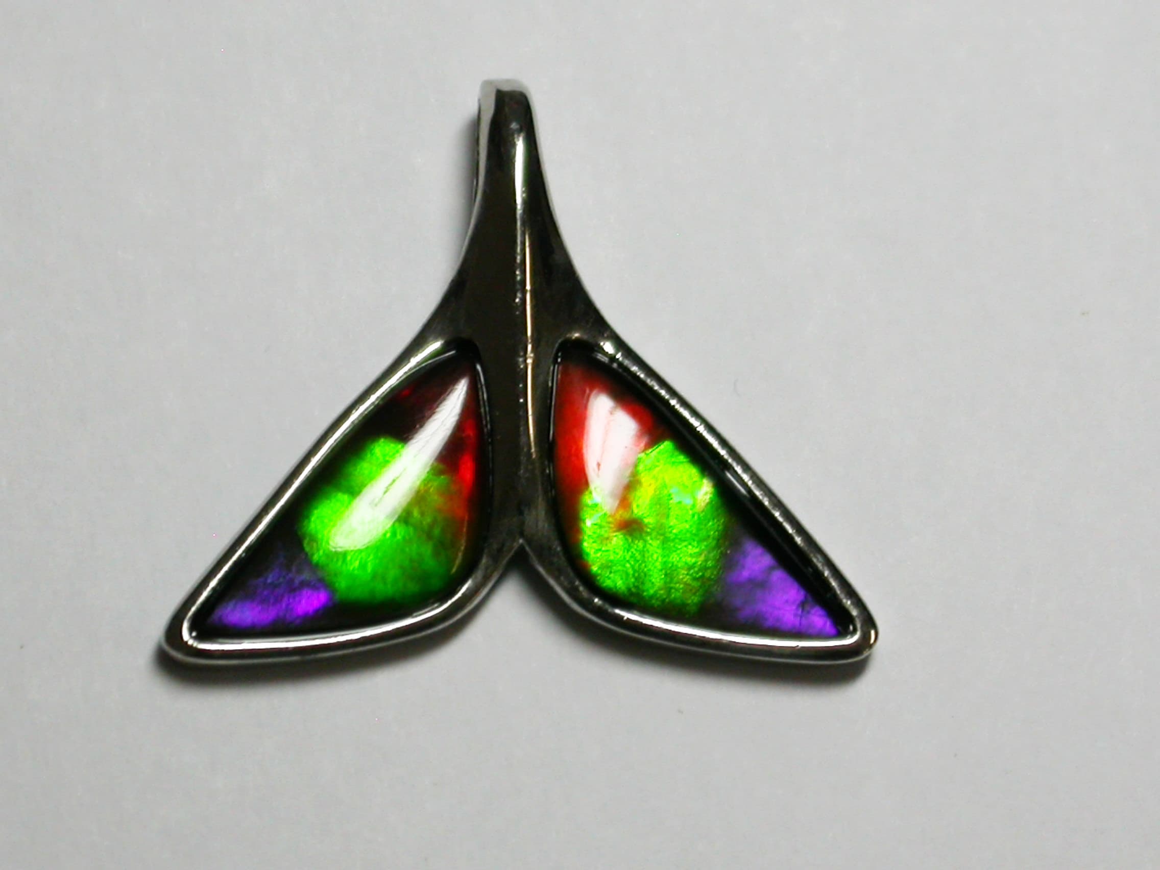 Sterling Silver Ammolite Whale Tail 14x6