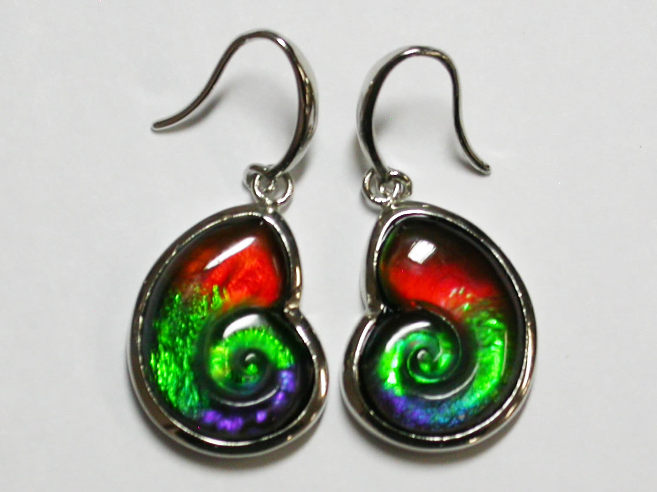 Sterling Silver Ammolite Swirl 15x12 Earrings